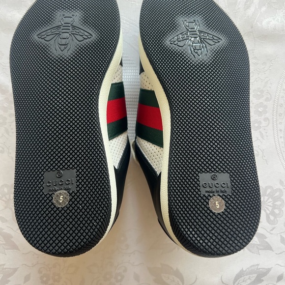 Gucci Men Screeners Leather Black and White Trainers NWB Size 5 (Women’s 8.5) - Picture 9 of 16